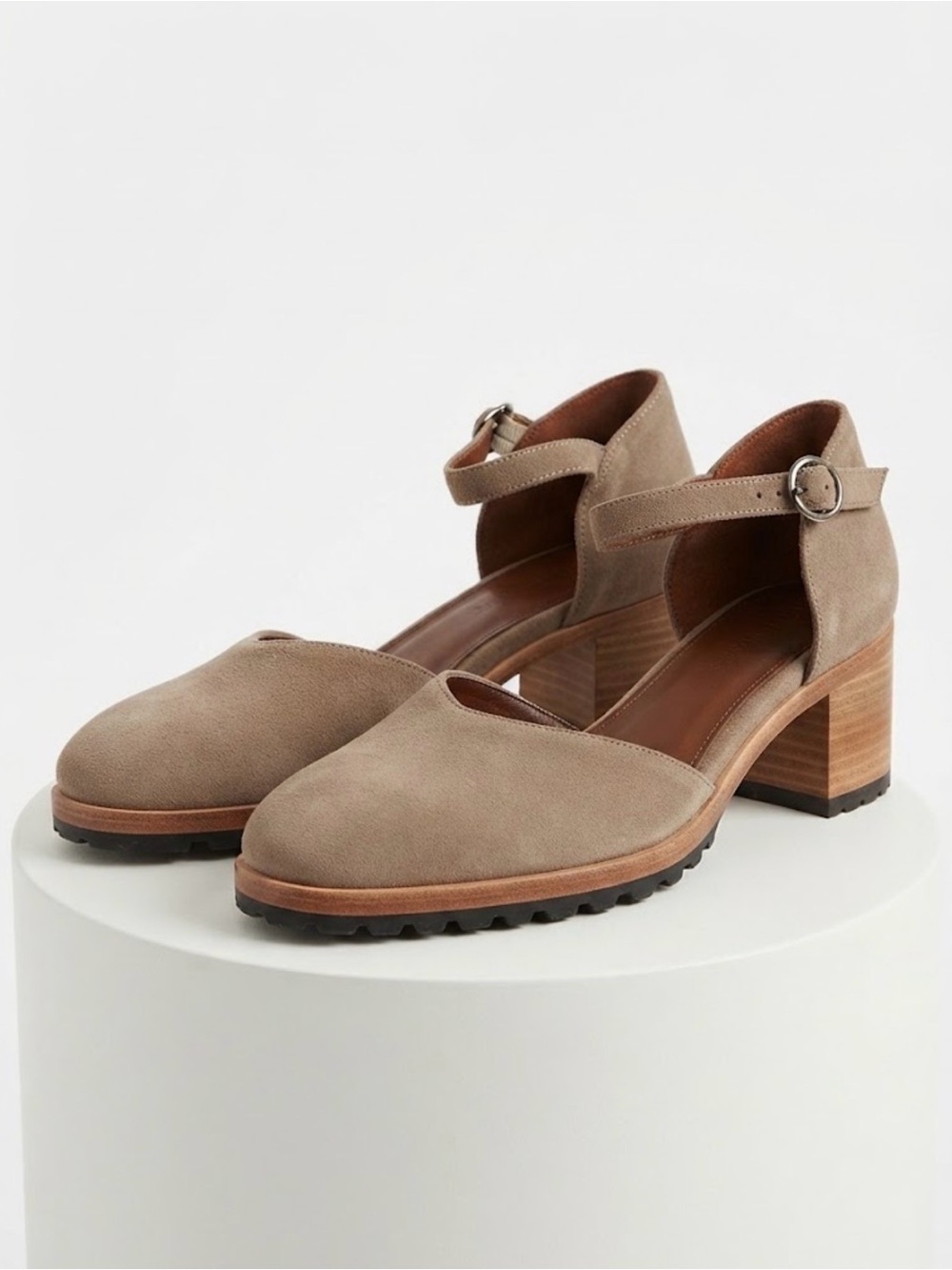 Patina Tan Suede Ankle Strap Mary Jane Heels Shoes 11 by Portland Leather